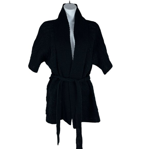 Outback Red Women's Knit Cardigan Sweater with Belt Size XS Black - Picture 1 of 8